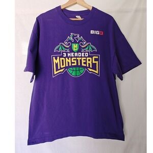 BIG3 3 Headed Monsters T-Shirt XL Purple Basketball Graphic Tee Ice Cube Team